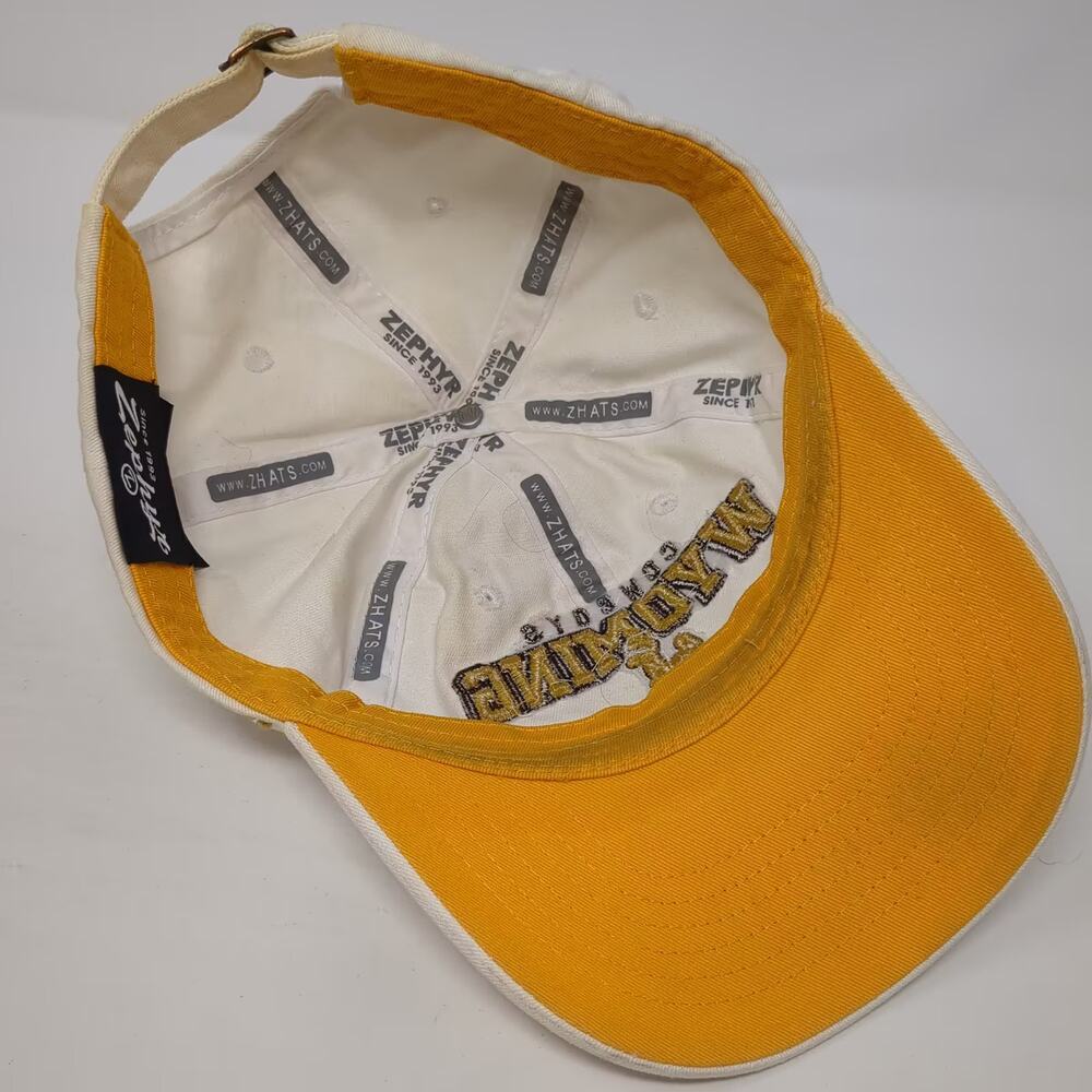 Zephyr Wyoming Cowboys NCAA Hat White Gold Slideback Adjustable Cap OSFM - Picture 7 of 9